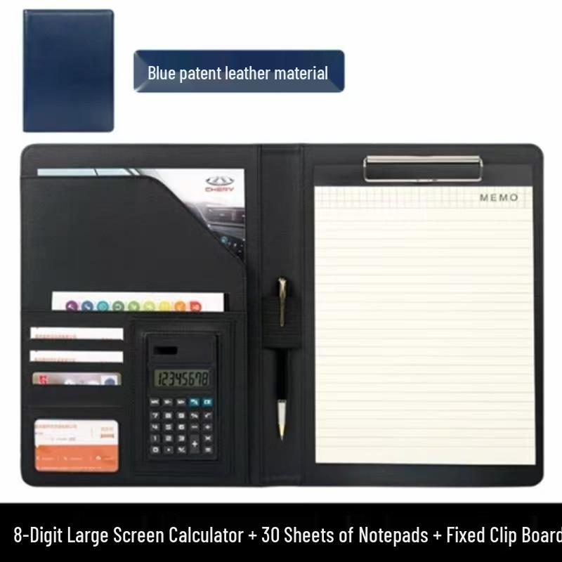 A4 Leather Business Folder with Calculator and Notepad Holder