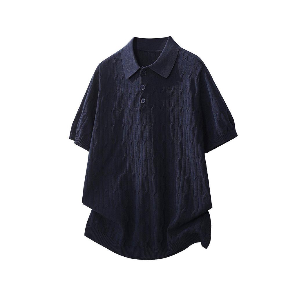 Summer 2026 Men's Loose Japanese Style Knitwear - Short Sleeve Trendy Design