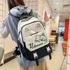 Schoolbag School Bag Female Junior High School Backpack Large Capacity Casual Simple Kitten Printed Backpack College Student Computer Bag
