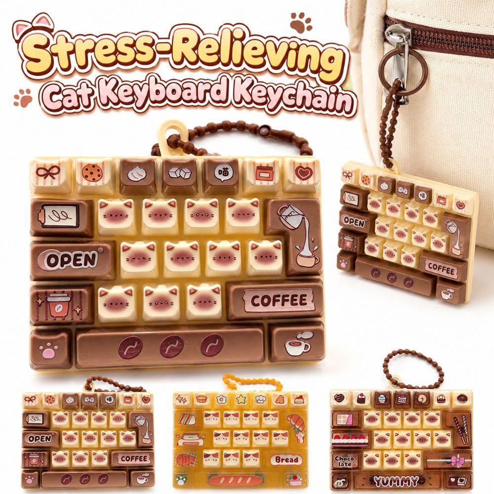 Cartoon Keyboard Squeeze Toy 26 Keys Bookbag Pendant  For Adults,Teenagers,Kid