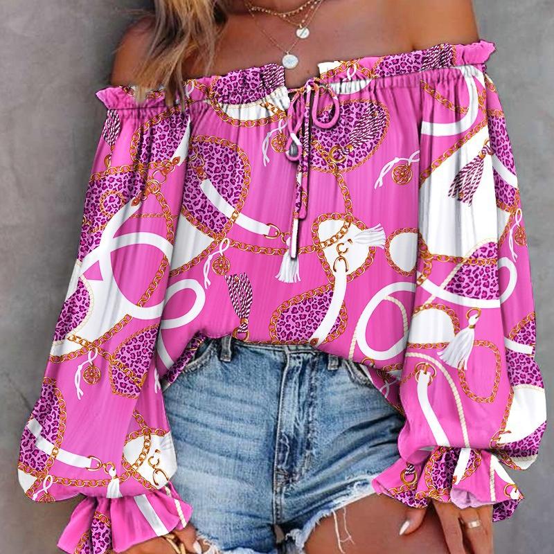 YYFS Moda feminina casual verão primavera manga comprida blusas e camisas de um ombro