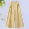 Women's New Chinese Style High-Waisted Wide-Leg Cropped Pants - Versatile, Slimming, Casual Fit for Spring and Autumn