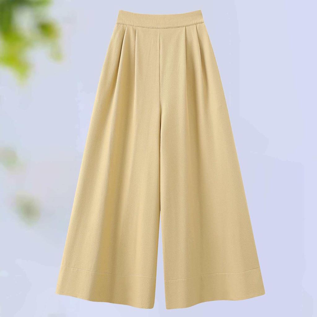 Women's New Chinese Style High-Waisted Wide-Leg Cropped Pants - Versatile, Slimming, Casual Fit for Spring and Autumn