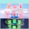 Adorable Miniature Luminous Bear Figurine Resin Garden Decoration Cute Desktop Ornament
