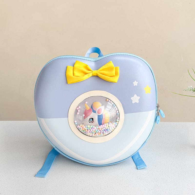 

Новый легкий водонепроницаемый рюкзак с единорогом и сердечком для детского сада синий