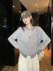 Korean Contrast Color Wool Knit Cardigan - Women's Loose Fit Long Sleeve Zipper Sweater