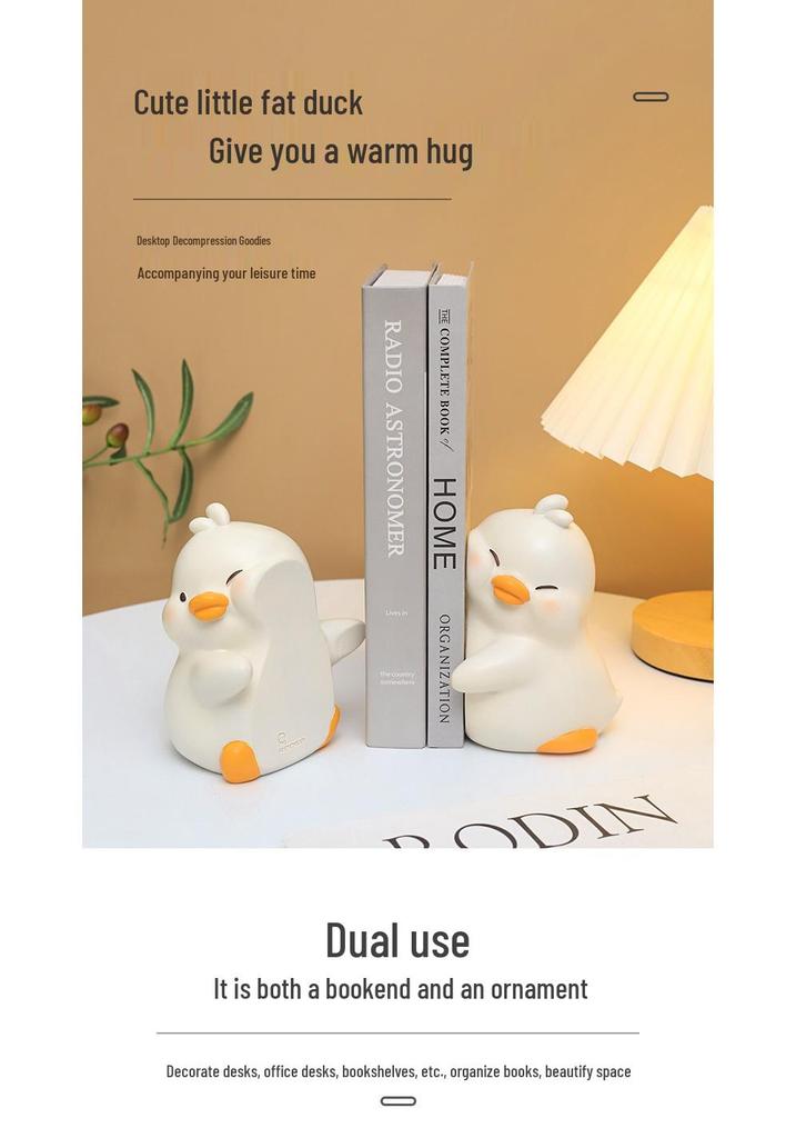 Creative Duck Bookend: Resin Ornament for Bookshelf, Living Room, Bedroom Decor