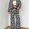 Splicing Autumn and Winter New European and American Fashion Sense Women's Clothing Floral Printing Suit Women