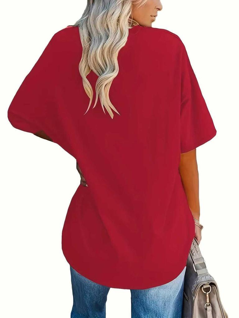 Damen Übergröße Lockeres Lässiges Rundhals-T-Shirt - Neuer Stil