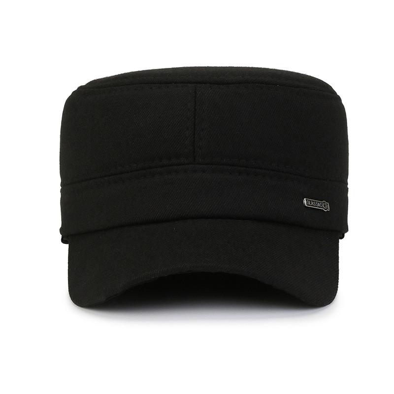 Classic Letters Men Warm Flat Cap Winter Ear Protection Thickened Outdoor Travel