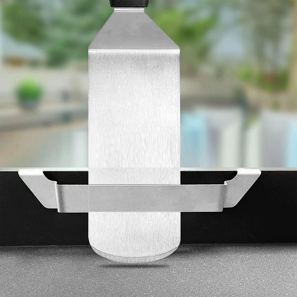 BBQ Griddle Spatula Holder Stainless Steel Grill Barbecue Tool Rack for Grilling Stir Frying Baking Pans