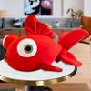 Soft Plush Goldfish Pillow Toy, 13.8" Cute Fish Stuffed Animal, Red Gift for Kids