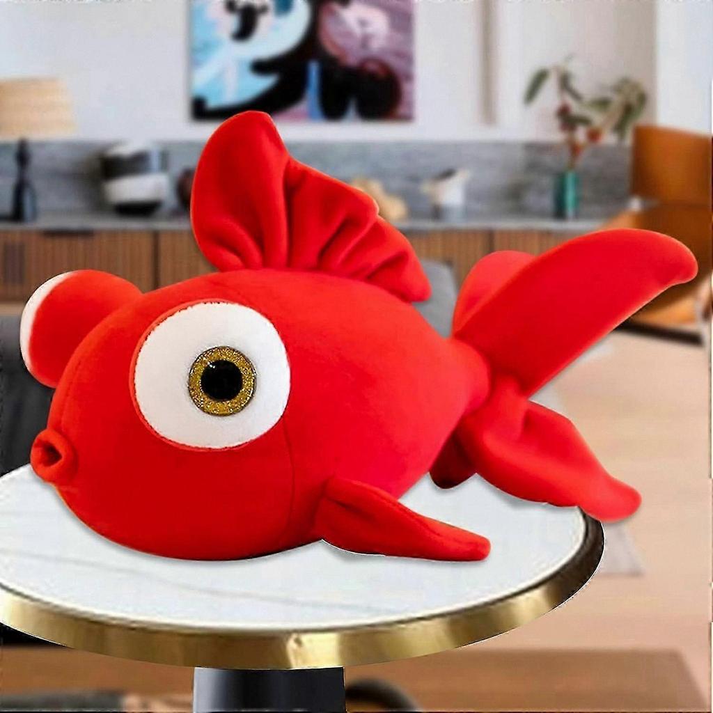 Soft Plush Goldfish Pillow Toy, 13.8" Cute Fish Stuffed Animal, Red Gift for Kids