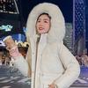 IELGY Mit Baumwolle gefütterte Jacke. Mittellange Damen-Jacke im koreanischen Stil. Schlanke wattierte Daunenjacke. Gepolsterte Jacke