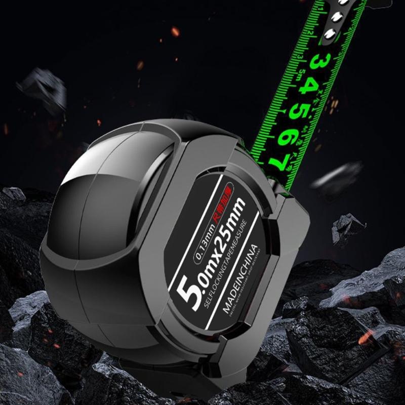 Retractable Measuring Tape with Flexible Steel Blade & Impact Resistant Shell Shockproof Tape Measure for Household