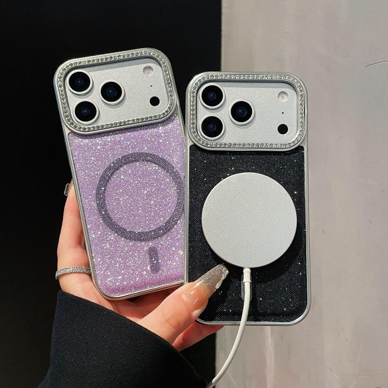 Shiny Glitter Magnetic For Magsafe Case for iPhone 17 Air 16 15 14 Plus 13 12 17 Pro Max Wireless Charging Bumper Cover