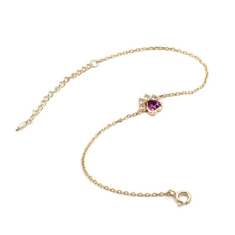 Spring Light Luxury New Cat Claw Shape Garnet Inlaid with Zirconium S925 Sterling Silver Labradorite Bracelet