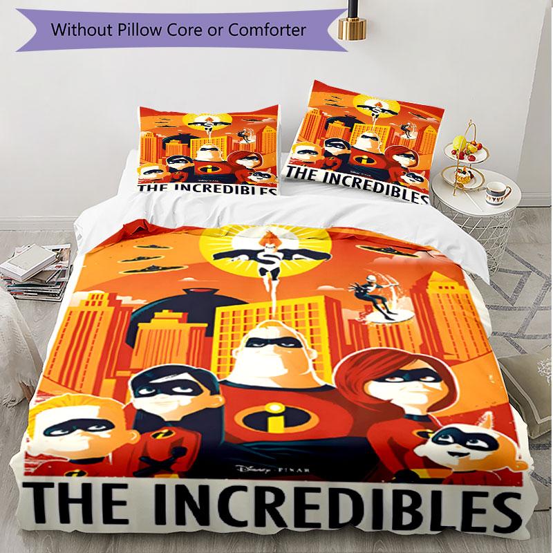 3pcs Duvet Cover Set (1*Duvet Cover + 2*Pillowcase, Without Core), Incredibles Print Soft All‑Season Bedding Set, Home Bedroom Decor Gift