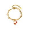 Cartoon Santa Claus Stainless Steel Double Layer Bracelet for Women, 18K Gold Plated Christmas Bracelet, Trendy Jewelry Gift