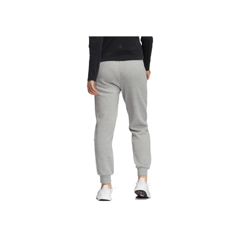 Adidas Solid Color Elastic Cuff Joggers With Brand Logo And Classic Three Stripes Women Bottoms Grey HM7063
