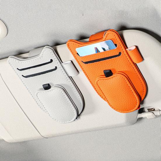 

Універсальний кліпс-тримач для сонцезахисного козирка, багатофункціональний автомобільний органайзер для сонцезахисних окулярів, карток, магнітний тримач зі штучної шкіри для більшості транспортних засобів вина червоного кольору