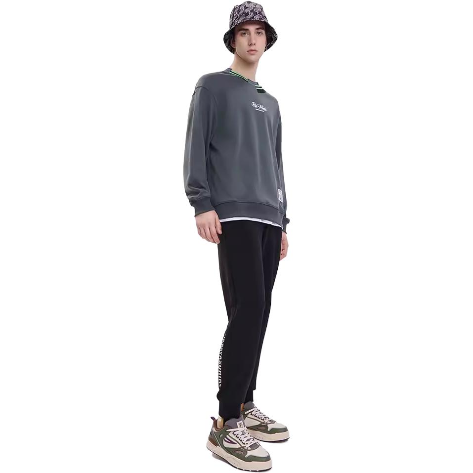 FILA X MIHARA 2023 Autumn New Knit Pullover Sweatshirt Fashion Pure Cotton Loose Top Men tops Volcanic-Gray F11M333201F-GY