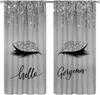 Lips Curtains, Retro Comic Pop Art Girl Applying Red Lipstick Makeup Concept Halftone Background Blackout Rod Pocket Curtains