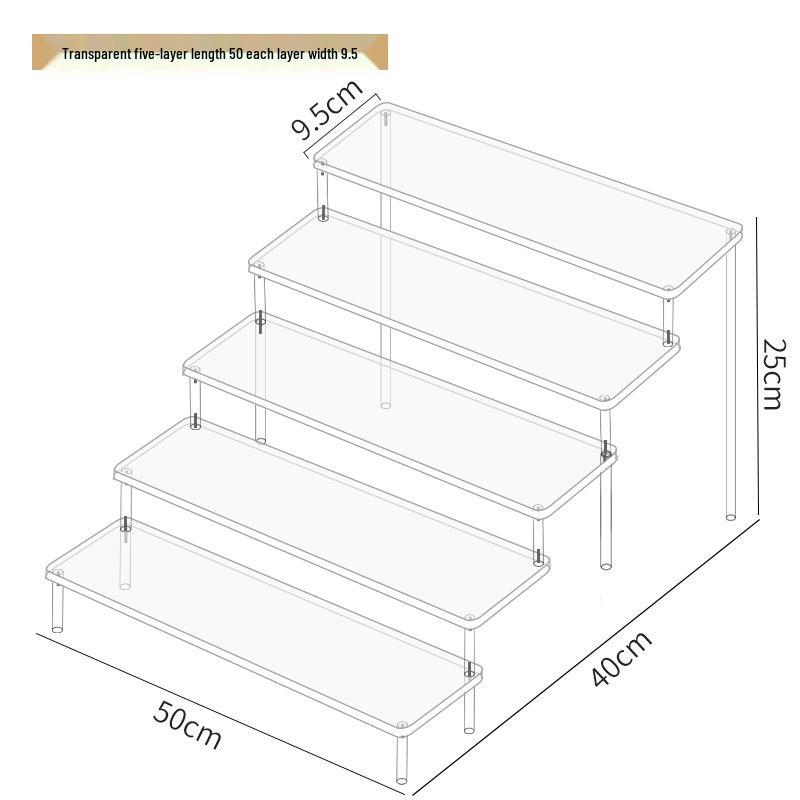 

Акриловая трехъярусная ручная стойка для кукол Pop Mart, косметики Jasmine, кошельков и ювелирных изделий 5-layer 50cm wide