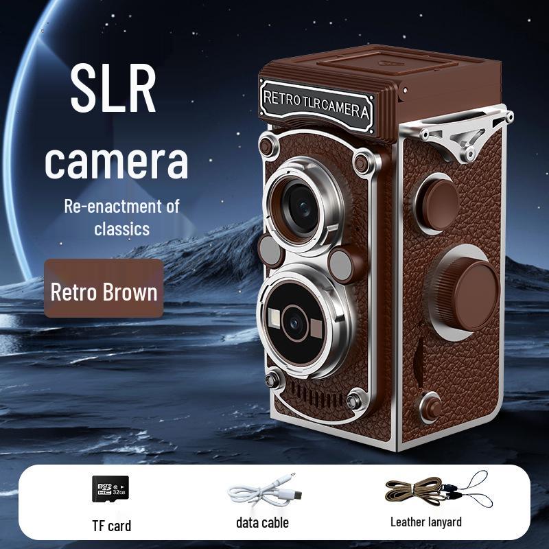 Retro Dual-Lens Travel Camera - Manual Crank, Student-Friendly, Portable Film & Digital Model