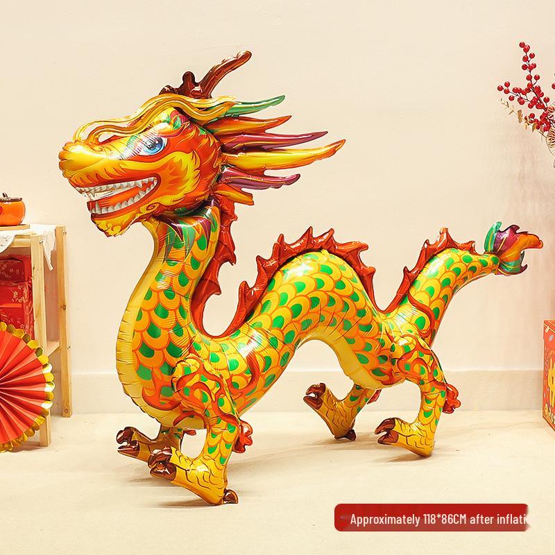 Lion Dance Balloon Decorations for Baby's Full Moon, First Birthday & Festive Photo Props