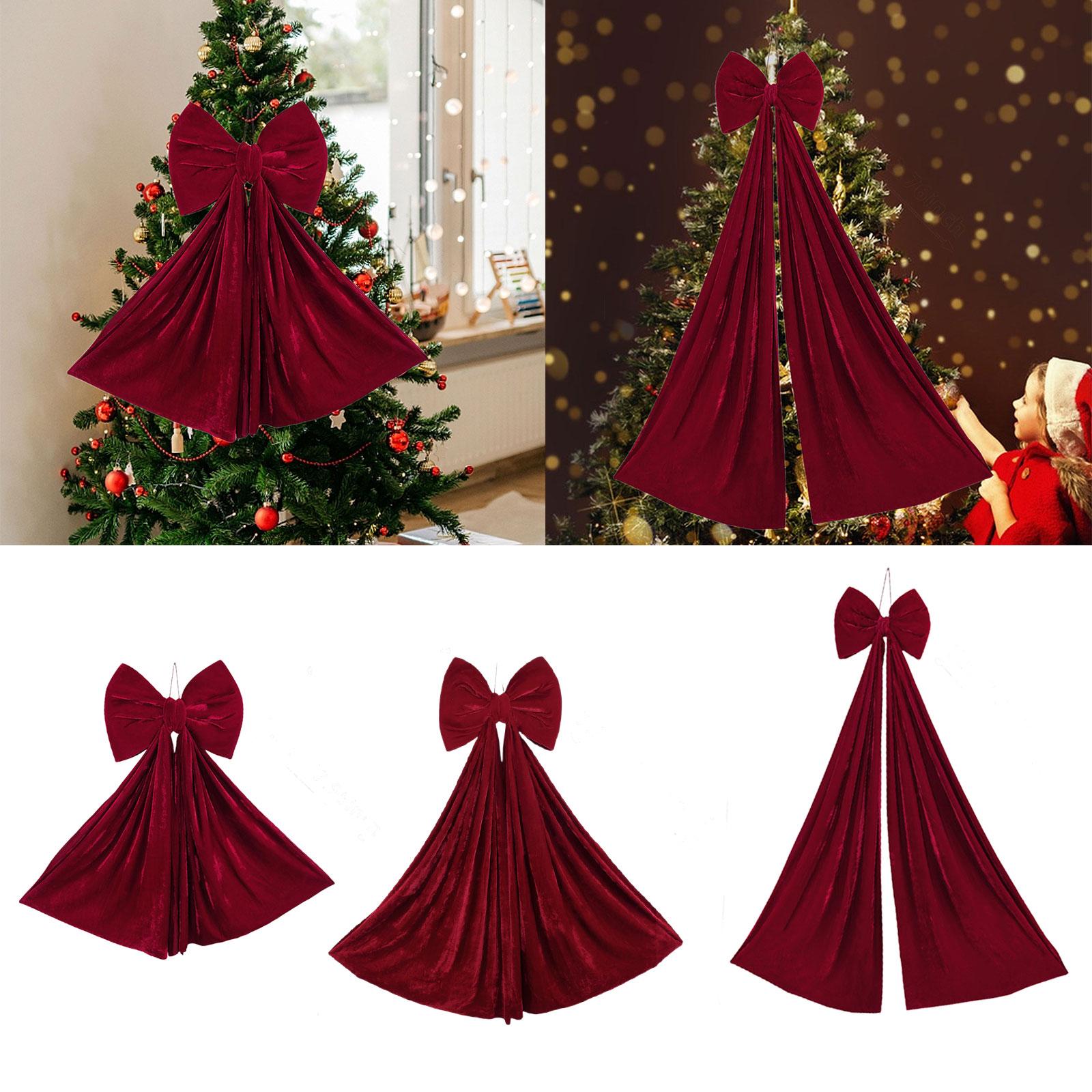 

Christmas Tree Topper Decorative Red Bow Decor Velvet Bow Christmas Decorations for Christmas Indoor Outdoor Front Door Birthday S