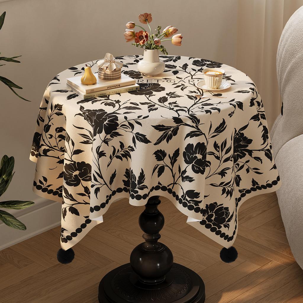 Mantel Redondo Medieval Retro Francés Lujo Ligero Sentido de Alta Gama Cubierta Redonda para Mesa de Café Sentido de Atmósfera