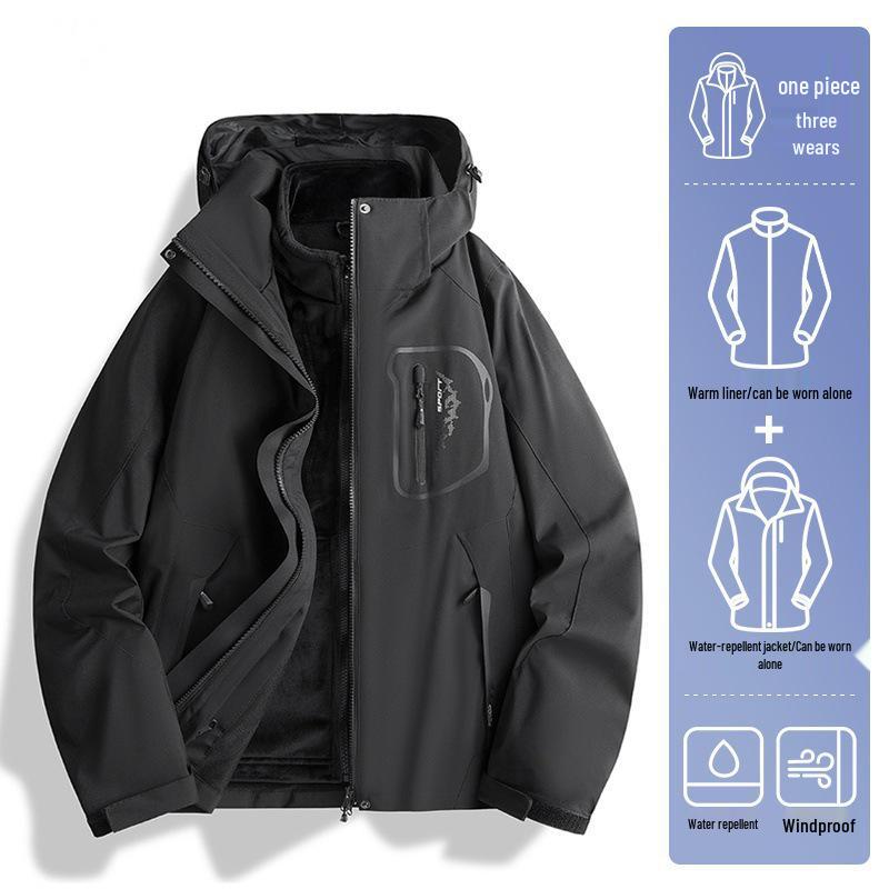

Unisex 2024 Windproof & Waterproof Color Block Mountaineering Jacket - Outdoor Autumn/Winter 3-in-1 Trendy Style XL