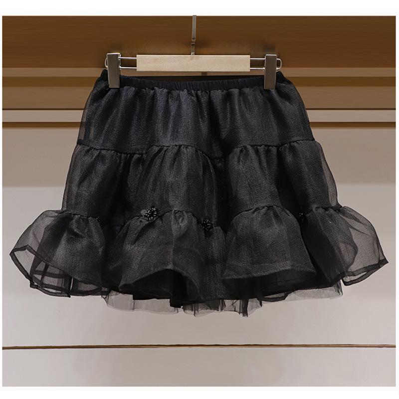 Women's French-Style Black Two-Piece Suit: Lapel Jacket & Skirt with Heavy Diamond Detailing