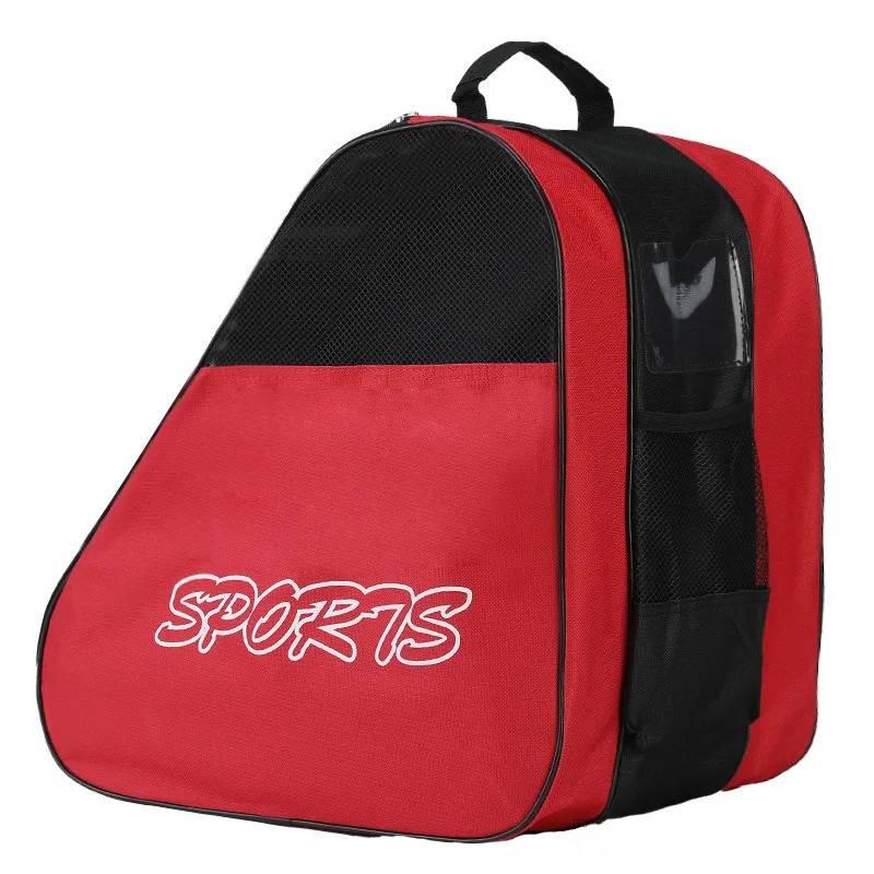 

Portable Roller Skates Bag Ice Skating Bag Large Capacity Breathable Kids Inline Skates Bag Skates Storage Bag Skating Shoes Bag red