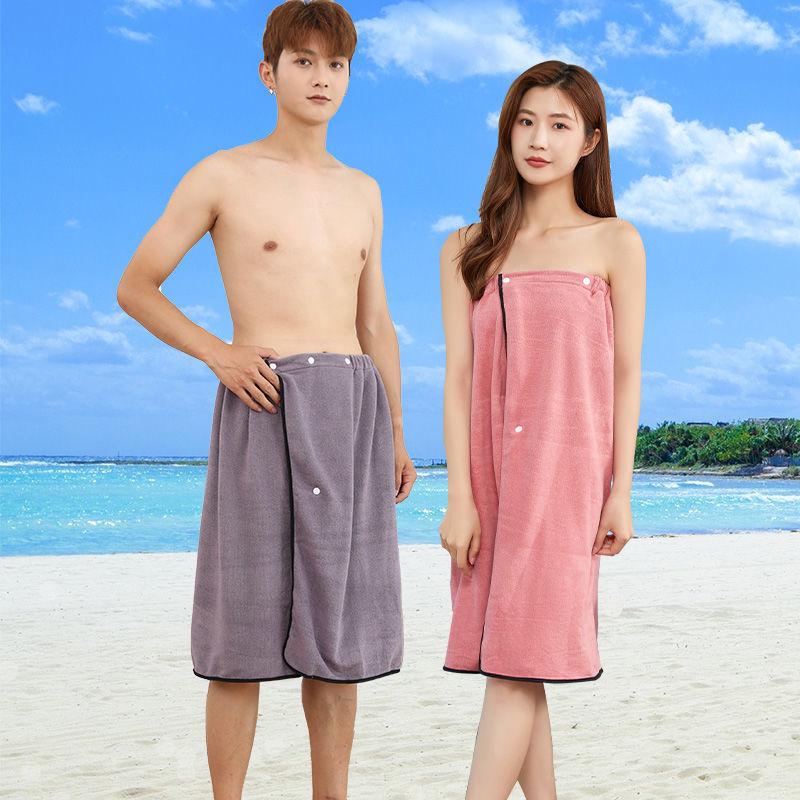 Bath towel couple style one pair of 2pcs men and women can wear or wrap bath skirt home absorbent no lint plus size bathrobe