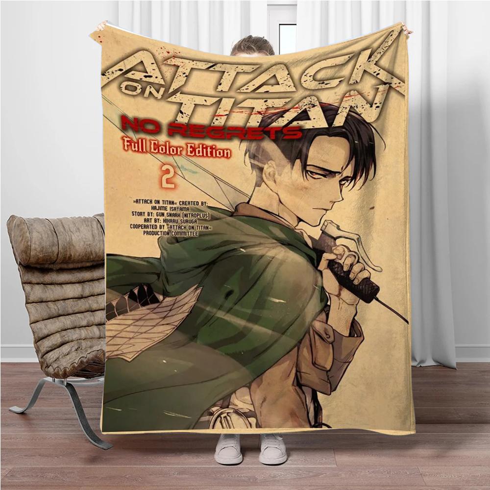 Vintage Japanese Anime Attack-on-Titan Flannel Blanket Soft Warm Throw Nap Blanket For Sofa Office Bed Office Camping Travelling