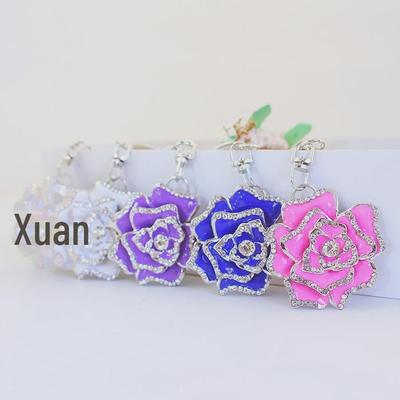 Rhinestone Rose Keychain: Cute Flower Pendant for Women's Bags