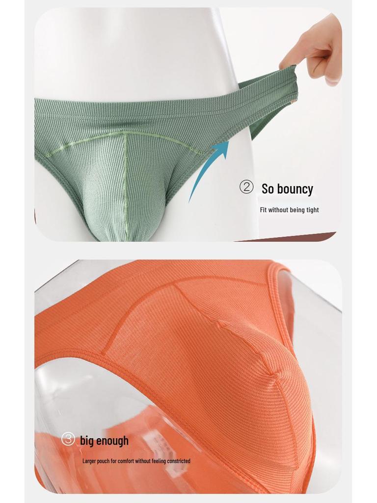Low-Waist Men's Breathable Briefs with Bulge Pouch and Loose Waistband