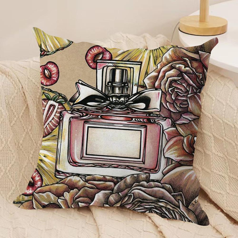 

Luxury PerfumeIllustration Cushion Cover Silky Short Plush Double-Sided Printed Pillow Case for Sofa All Seasons Home Decor Gift 30cmx30cm