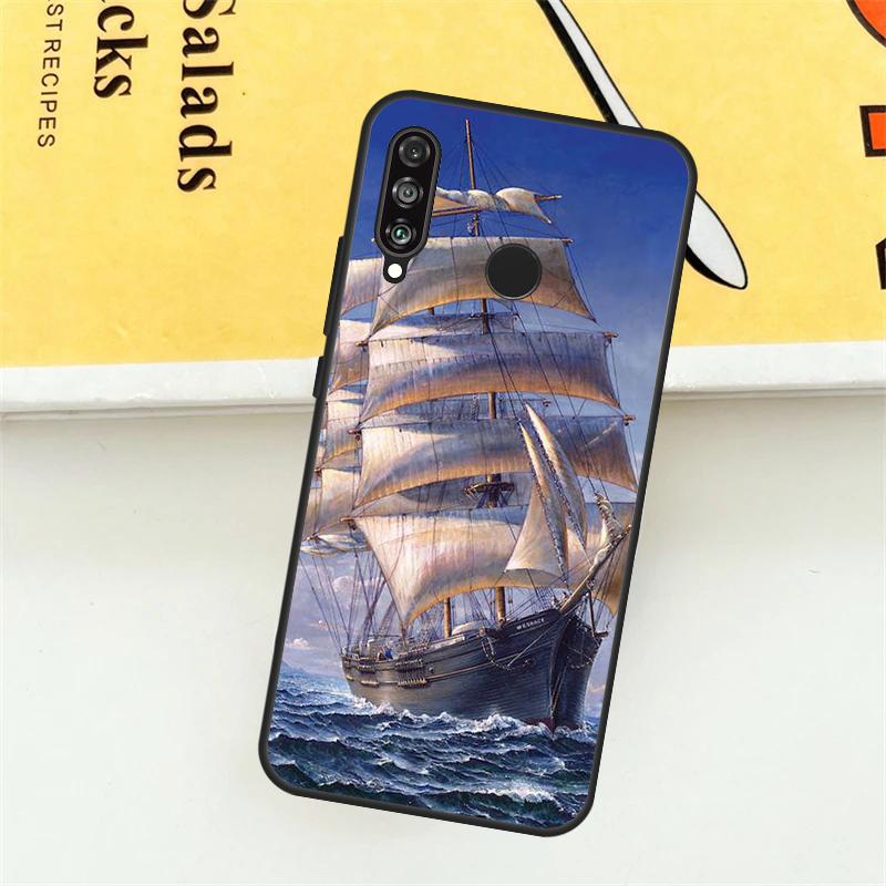 Sailing Pirate Ship Boat For Huawei Nova 9 10 SE 7i 8i 11i 12i 12s Y73 Y72 Y61 Y91 Y90 Y70 P30 P40 Lite Y60 Pro Case