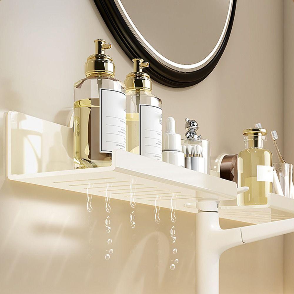 Suction Cup Kitchen Floating Shelf Organizer No-Drill Large Capacity Bathroom Sink Shelf Over Faucet Space-Saving Wall Mounted
