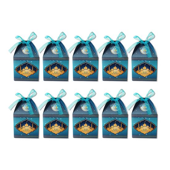 

10 шт. Коробка для подарунків на Ід з бантиком-стрічкою Цукерки Ласощі Шоколад Коробка для зберігання печива Паперова коробка для подарунків на свято синій