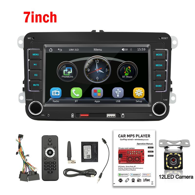 7" Car Media Video 2 Din FM RDS Airplay Car Radio Wireless CarPlay Android Auto Stereo Audio For VW/Seat/Skoda/Passat/Golf/Polo
