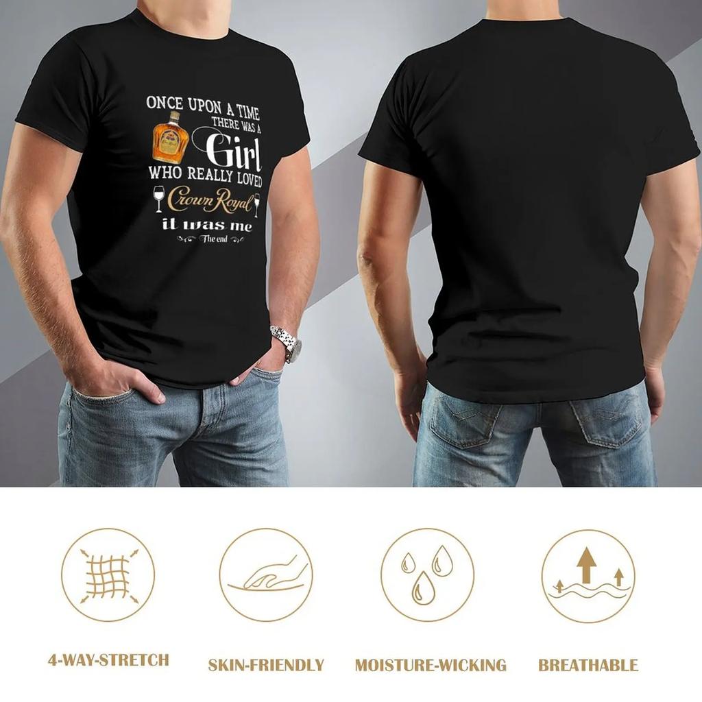 Once Upon A Time There Was A Girl Loved Crown Royal Graphic Shirt ,Wine Lovers T Shirt, Tee For Women, Love Cat Shirt, L T-Shirt
