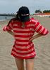 Bisou Essential Striped Short Sleeve T-Shirt (Red)