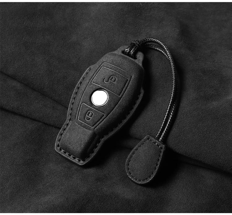 Suede Faux Leather Car Key Case Cover Protective Benz C180 C200 C260 C300 W108 W168 CLA GLA GLB Class Auto Keychain Styling BE1