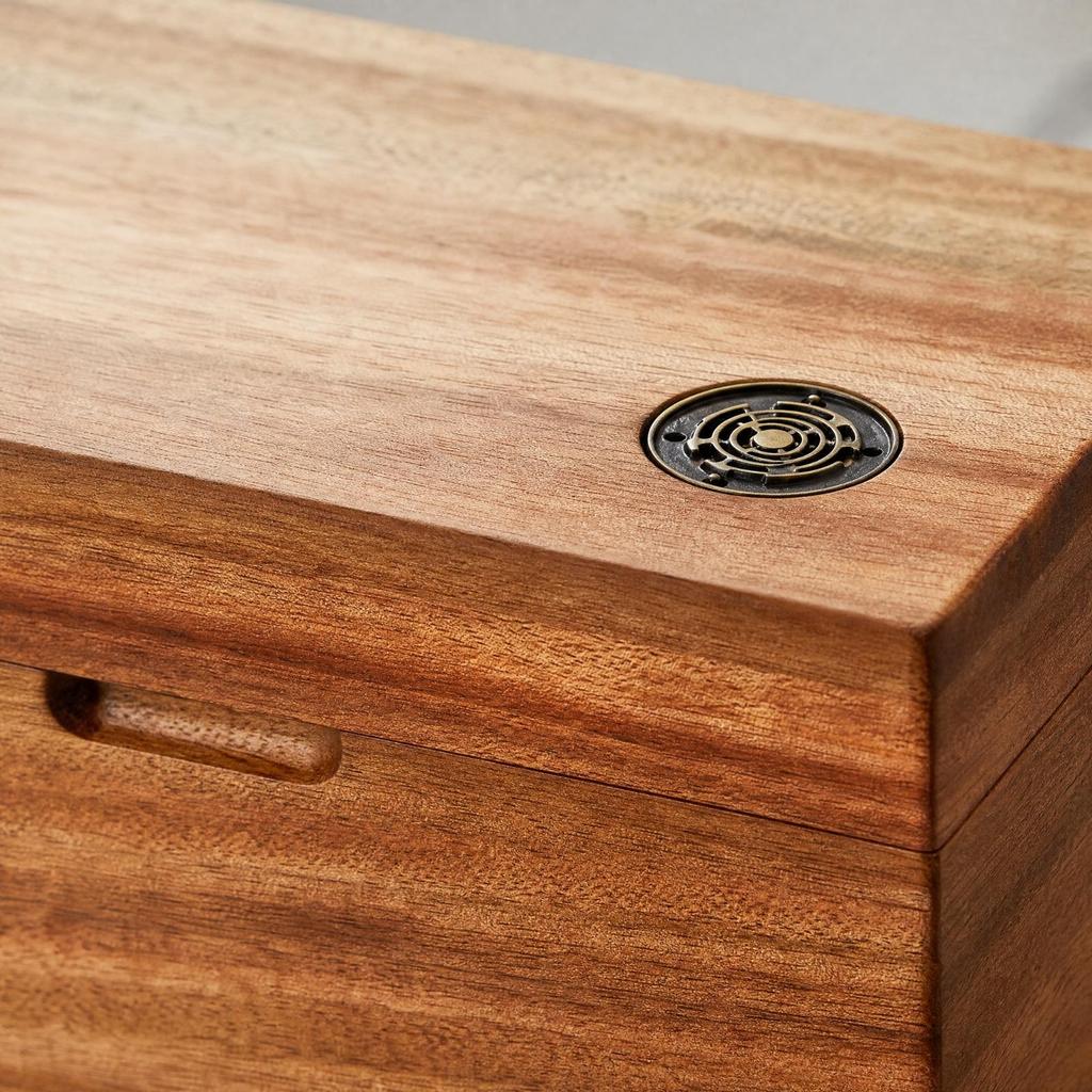 Square Wooden Organizer Box Natural Grain for Bedroom