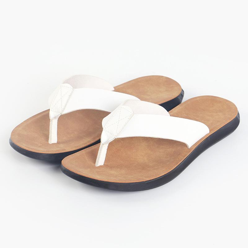 Fashion Men s Leather Flip-Flop Sandals Comfort Flat Thong Beach Slippers 38 белый