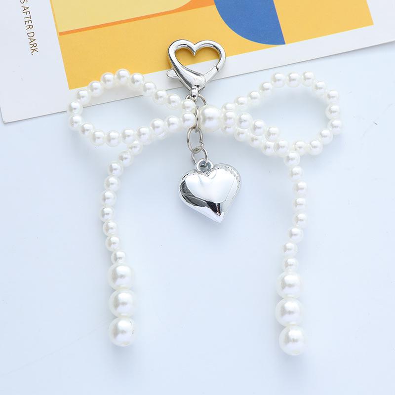 Trending Heart-Shaped Bow Bag Charm: Keychain & AirPods Pendant